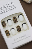 Leopard Print and Classic French Tip Press-On Nails - 24pcs Chic Animal Pattern Design